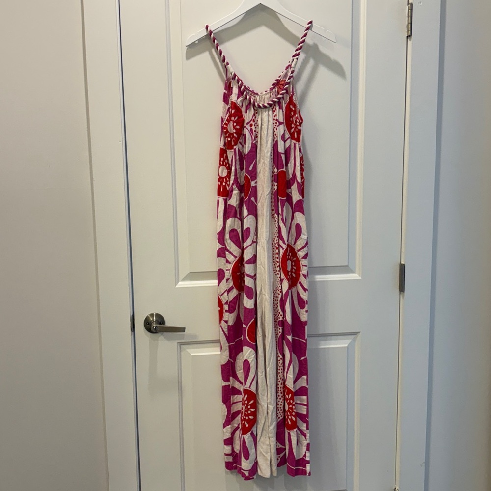 Farm Rio Maia Rope Trim Cotton Jumpsuit Pink Floral S - Picture 9 of 11
